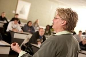 Teacher presenting in front of class