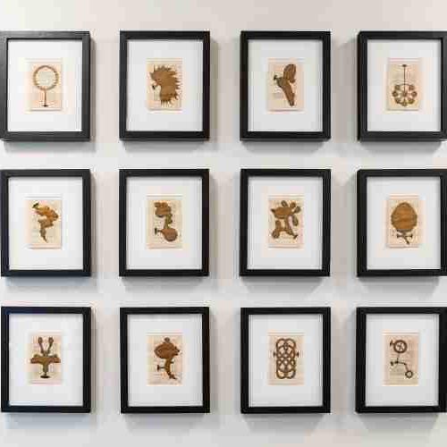 A grouping of framed images