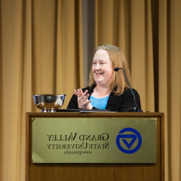 woman at podium