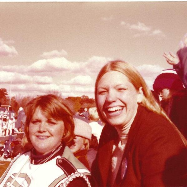 two band members in a 1978 photo, sepia toned