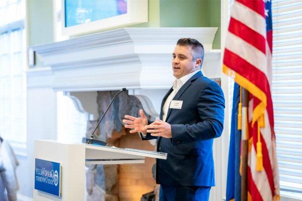 Shane Scherer, director of the Peter Secchia Military and Veteran Resource Center, speaks to those in attendance for the 13th Annual Veterans Breakfast.