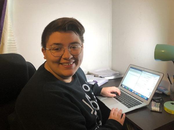 Gabrielle Angel, a senior who is majoring in women, gender, and sexuality studies, completed a research project online.