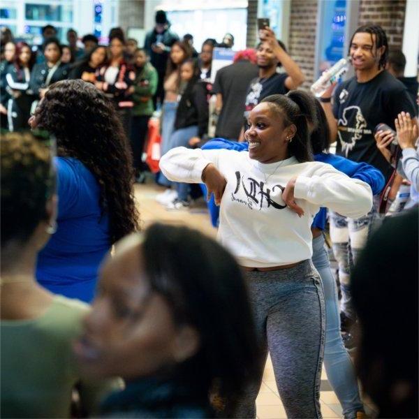 Students participate in the Office of Multicultural Affairs' 2024 Blackout event.