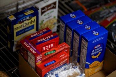 nonperishable food boxes on a shelf