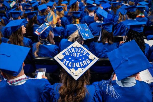  A detail of a mortarboard. 