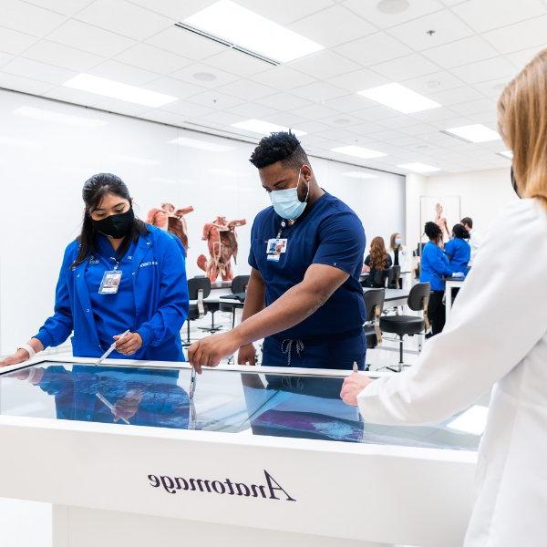 Nursing students in the simulation center.