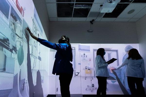 Classroom with interactive walls.