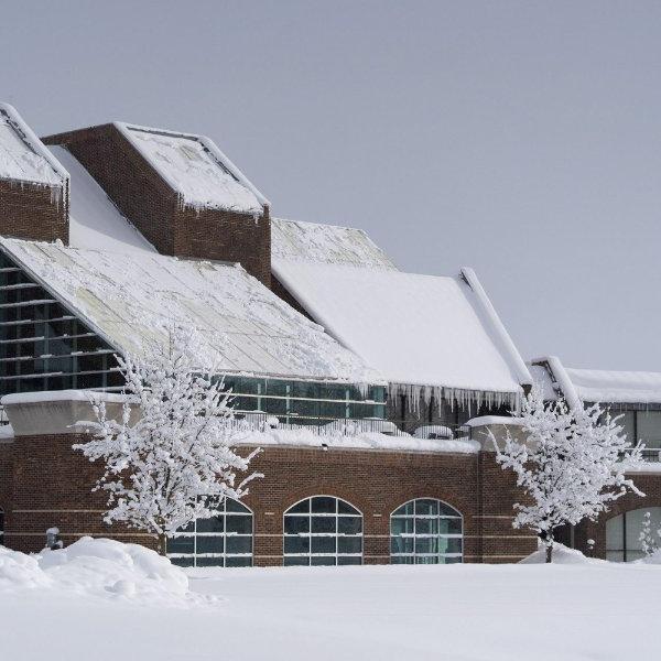 Image of Kirkhof Center in the winter.